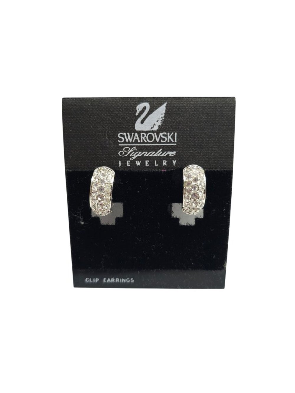 Swarovski Signature Clip Earrings With Crystal Accents Silver-Tone Elegant